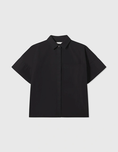 Boxy Short Sleeve Shirt-Black