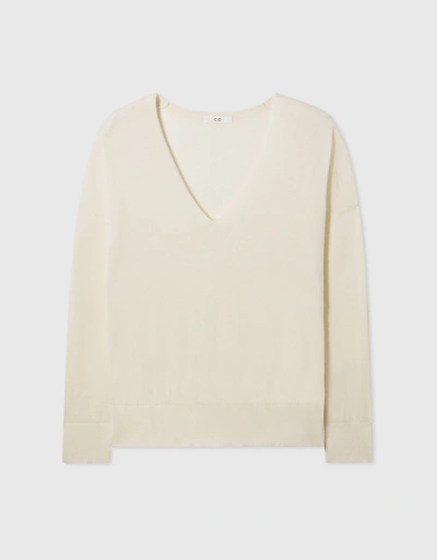 Cashmere V-Neck Sweater-Ivory