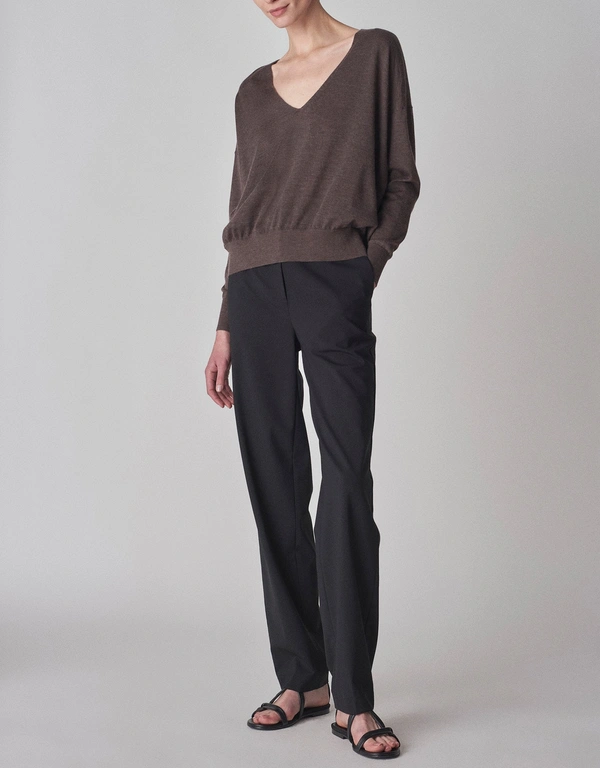 Co Cashmere V-Neck Sweater-Taupe
