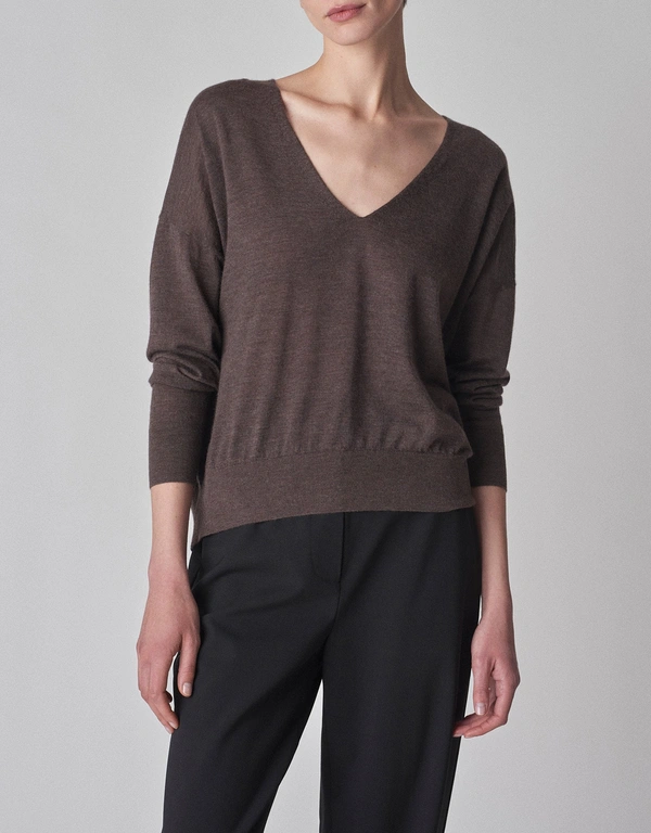 Co Cashmere V-Neck Sweater-Taupe
