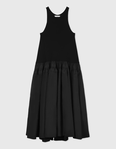 Taffeta Tank Maxi Dress-Black
