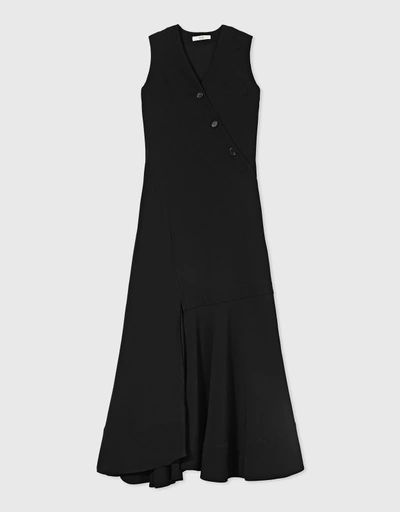Satin Sleeveless Maxi Dress-Black