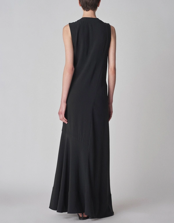 Co Satin Sleeveless Maxi Dress-Black