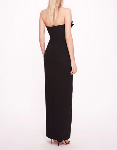 Pleated Neckline Gown-Black