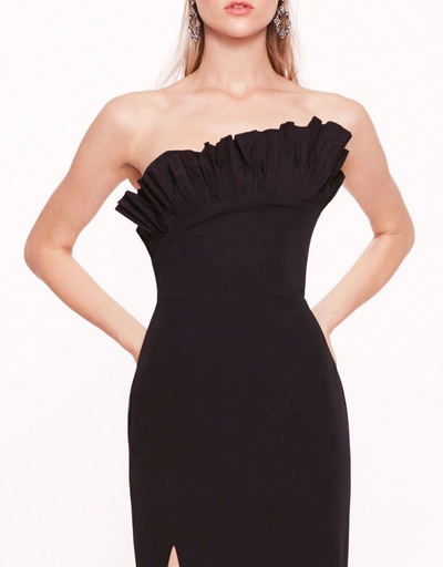 Pleated Neckline Gown-Black