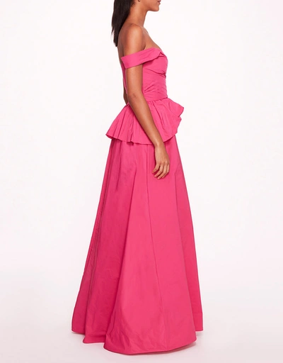 Peplum Taffeta Gown-Pink