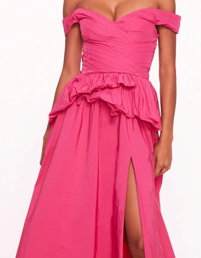 Peplum Taffeta Gown-Pink