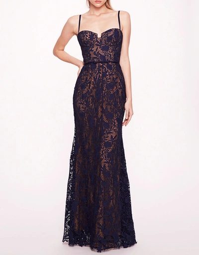 Lace Mermaid Gown-Navy