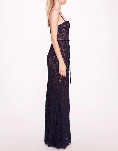 Lace Mermaid Gown-Navy