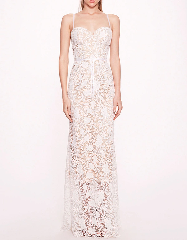 Marchesa Notte Lace Mermaid Gown-Ivory