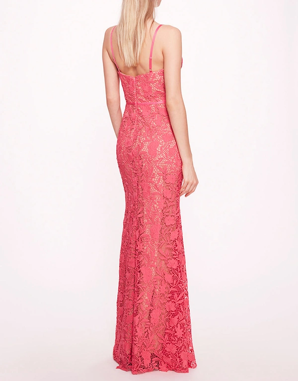 Marchesa Notte Lace Mermaid Gown-Pink