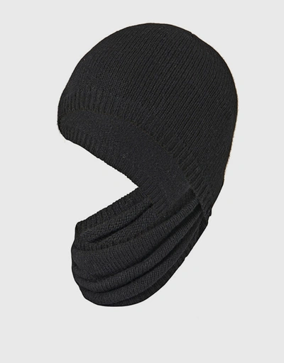 喀什米爾面罩式毛帽-Black