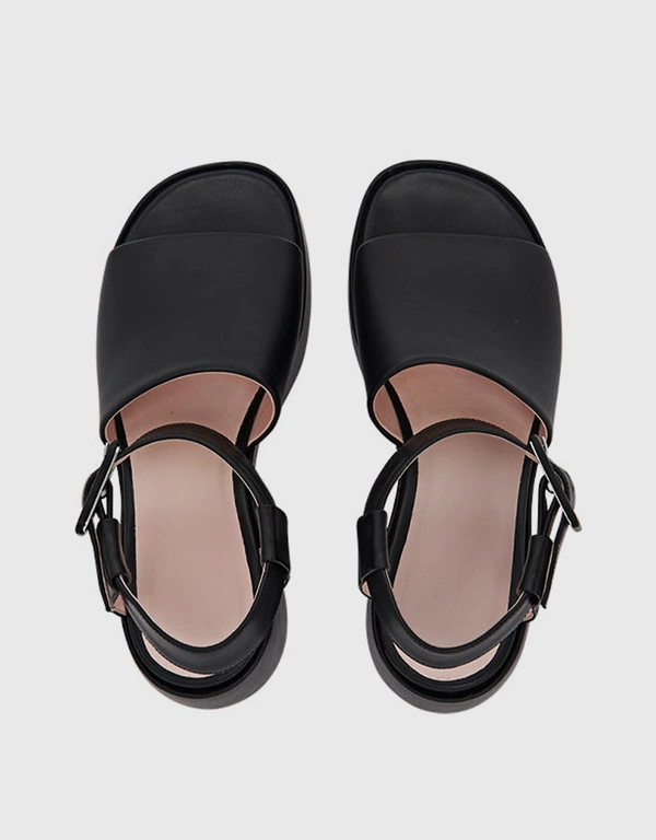 Rosetta Getty Clog Leather Platform Sandals-Black