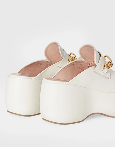 Clog Calfskin Platform Loafers-Ivory