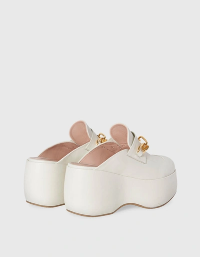 Clog Calfskin Platform Loafers-Ivory