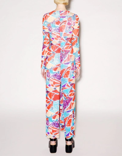Abstract Printed Long Sleeve Maxi Dress