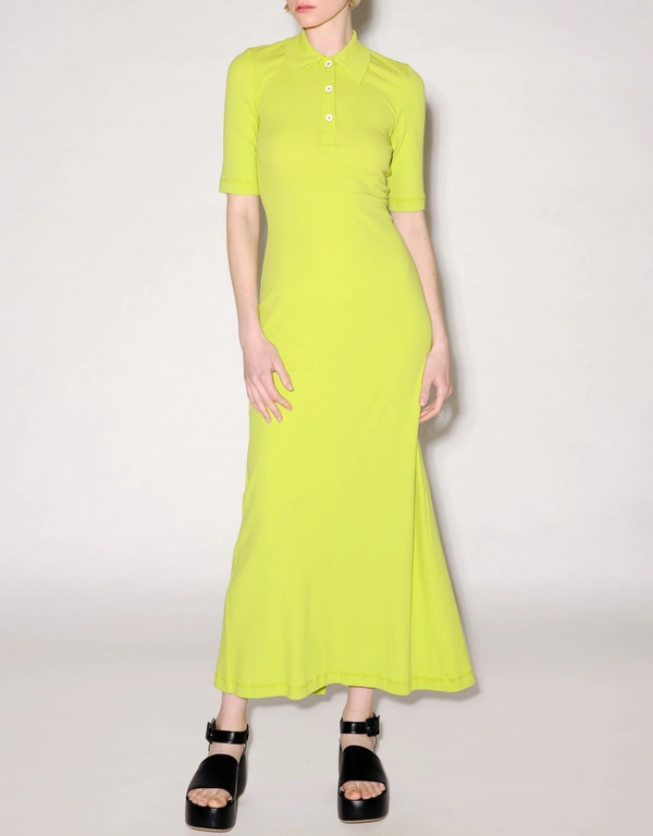 Rosetta Getty Polo T-Shirt A-Line Maxi Dress-Apple Green