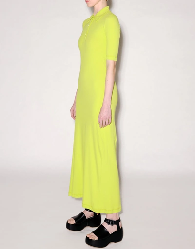 Polo T-Shirt A-Line Maxi Dress-Apple Green