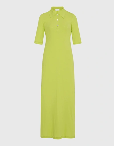 Polo T-Shirt A-Line Maxi Dress-Apple Green