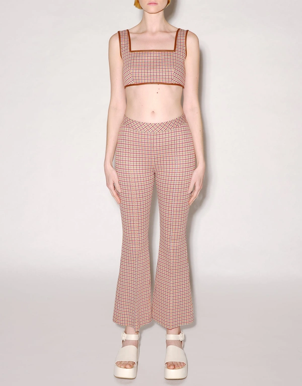 Rosetta Getty Houndstooth Square Neck Cropped Top
