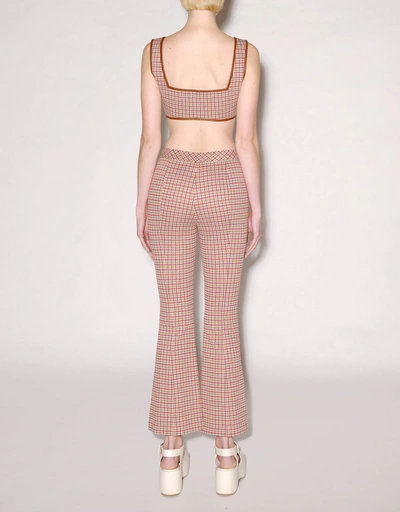 Houndstooth Square Neck Cropped Top