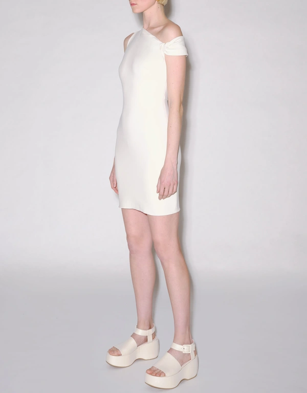 Rosetta Getty Matte-Shine One Shoulder Twist Mini Dress-White