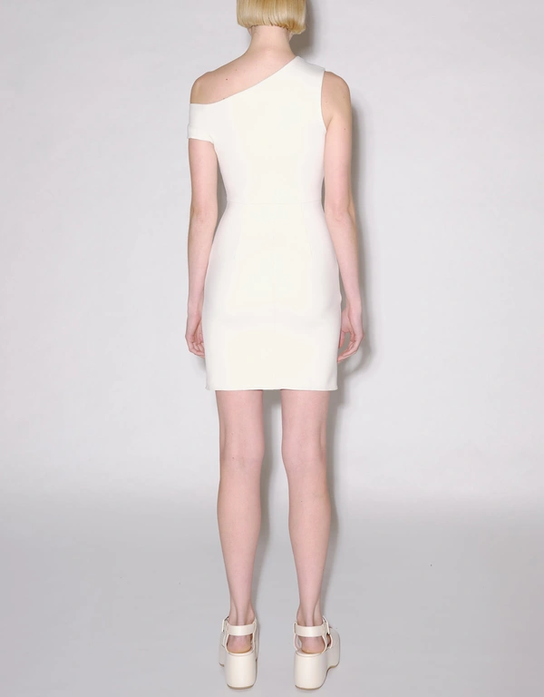 Rosetta Getty Matte-Shine One Shoulder Twist Mini Dress-White