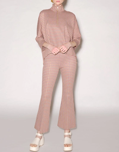 Houndstooth Cropped Flare Pant