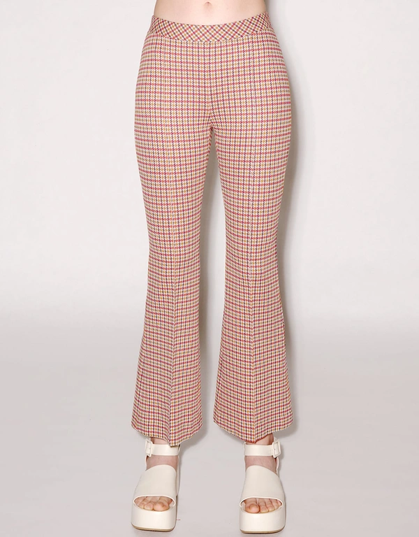 Rosetta Getty Houndstooth Cropped Flare Pant