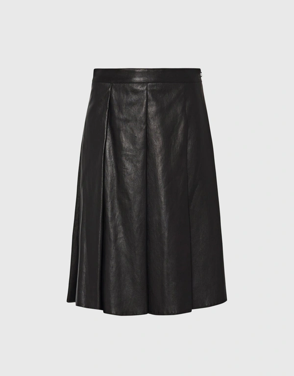 Rosetta Getty Lambskin Knee Length Pleated Skirt