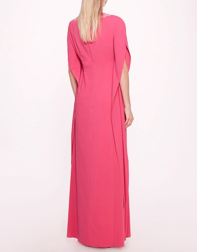 刺繡縐紗長袍禮服-Pink