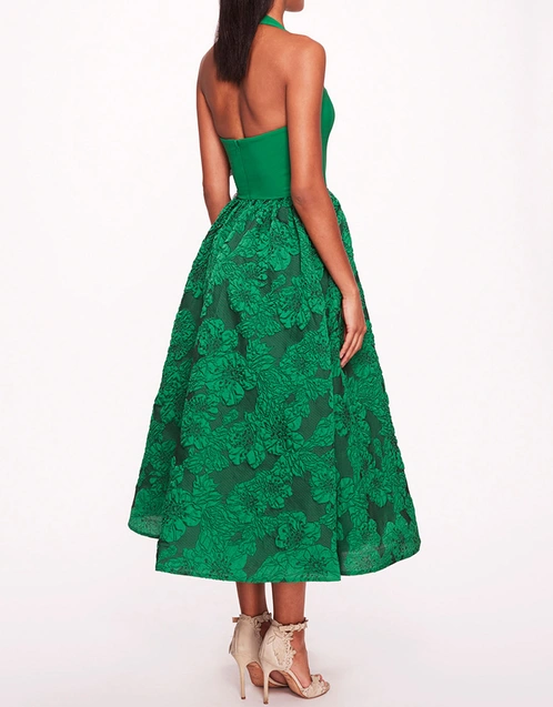 Calathea Halter Midi Dress-Emerald
