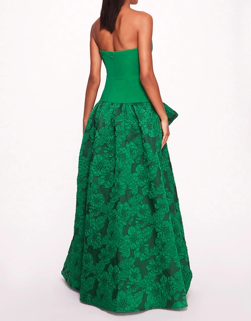 Calathea Off The Shoulder Gown-Emerald