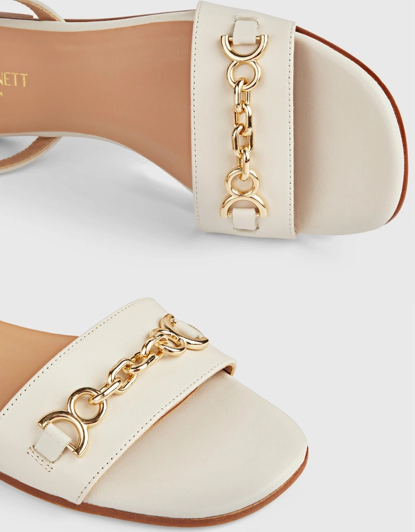 LK Bennett Kelly Leather Snaffle-Detail Flat Sandals-Cream
