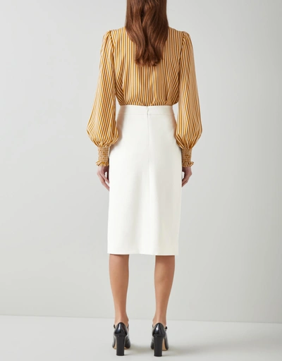Sky Crepe Knee Length Skirts-Ivory