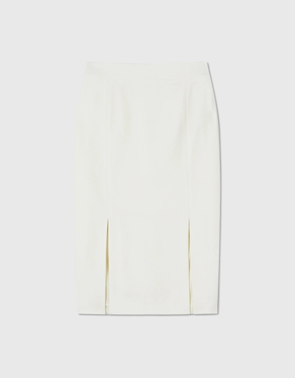 LK Bennett Sky Crepe Knee Length Skirts-Ivory