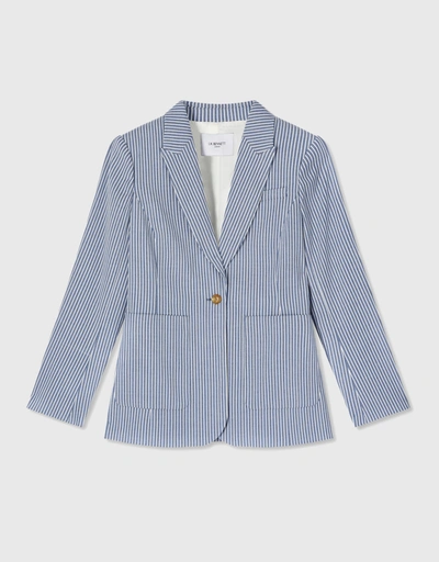 Gene Blue And White Stripe Cotton Jacket