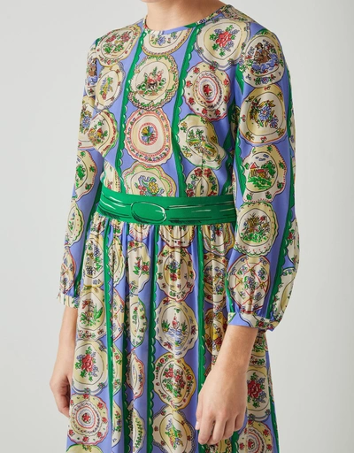Erica Silk Print Midi Dress