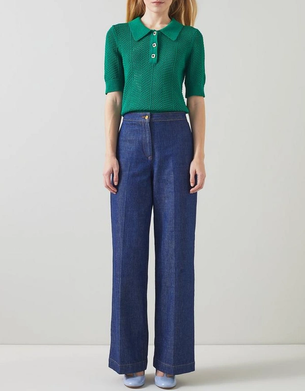 LK Bennett Nancy Cotton-Rich Knitted Top-Green