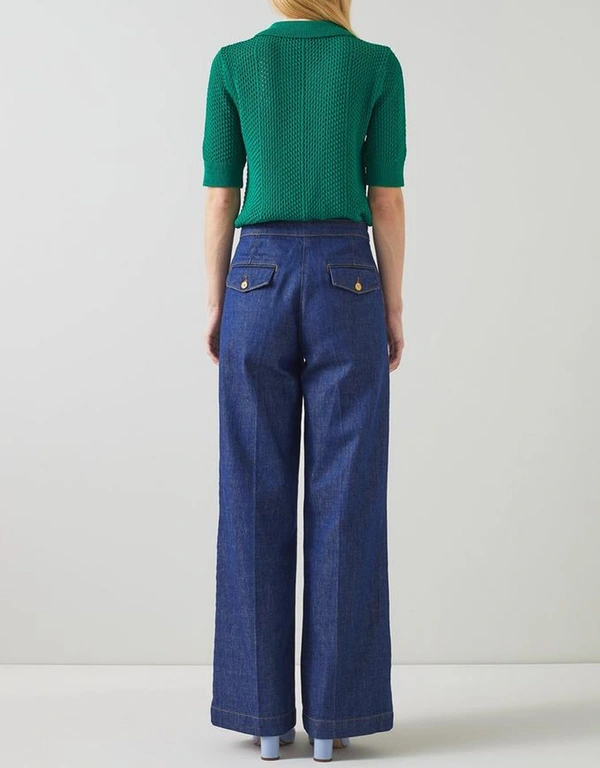 LK Bennett Nancy Cotton-Rich Knitted Top-Green