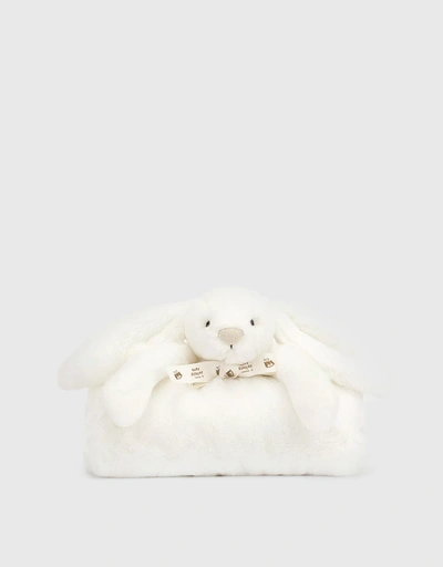 Bashful 奢華兔子小毛毯玩偶-White