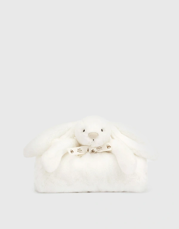 Jellycat Bashful 奢華兔子小毛毯玩偶-White