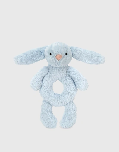Bashful Bunny Ring Rattle Soft Toy-Blue