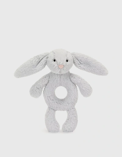 Bashful Bunny Ring Rattle Soft Toy-Silver