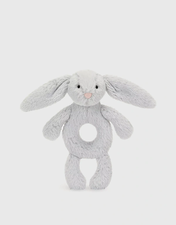 Jellycat Bashful Bunny Ring Rattle Soft Toy-Silver