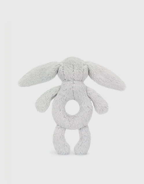Bashful Bunny Ring Rattle Soft Toy-Silver