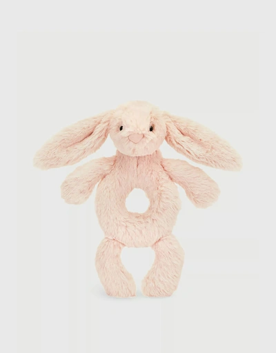 Bashful Bunny Ring Rattle Soft Toy-Blush