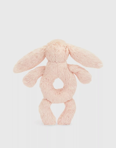 Bashful Bunny Ring Rattle Soft Toy-Blush