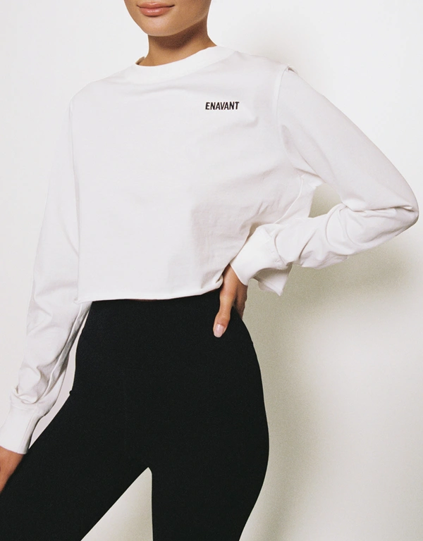 Enavant Active Avery Cropped Top-White