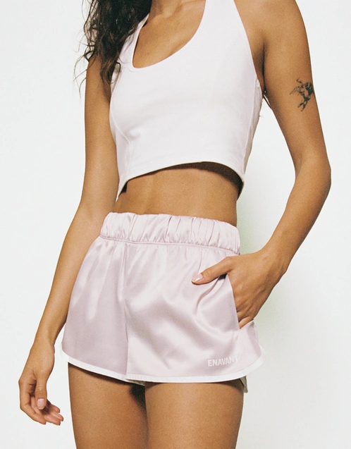 Kylie Track Shorts-Silver Pink